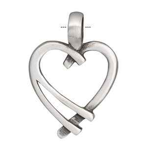 Pendant, antiqued pewter (tin-based alloy), 39x27mm single-sided fancy heart. Sold individually.