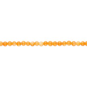 Bead, mother-of-pearl shell (dyed), orange, 2mm round. Sold per 15" to 16" strand.