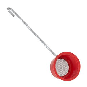 Sifter, steel and plastic, red, 5-1/4 inches with 1-1/4 x 7/8 inch 40-mesh screen. Sold individually.
