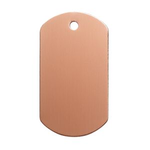 Focal, anodized aluminum, copper, 40x22mm double-sided dog tag. Sold per pkg of 2.