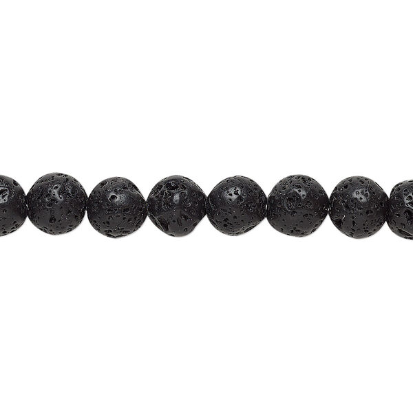 Bead, lava rock (waxed), 6mm round, B grade, Mohs hardness 3 to 3-1/2. Sold per 15-1/2" to 16" strand. image number 0