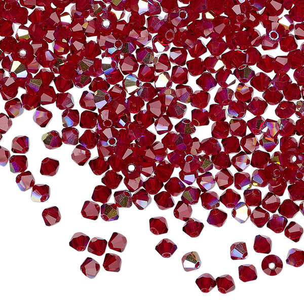 Bead 1440pk Siam AB, Preciosa Czech crystal 3mm bicone image number 0