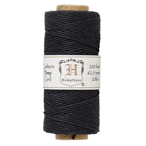 Cord, Hemptique®, polished hemp, black, 1mm diameter, 20-pound test. Sold per pkg of 205 feet.