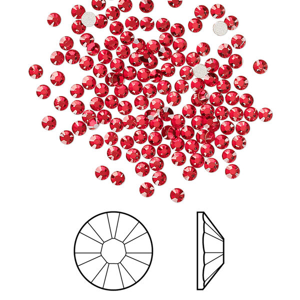 Flat back 144pk light Siam foil back, Crystal Passions® 2.1-2.3mm rose round SS7 2058 image number 0