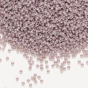 Seed bead, Miyuki, glass, pkg/250g, #15 rocaille, opaque luster lavender (RR-437).