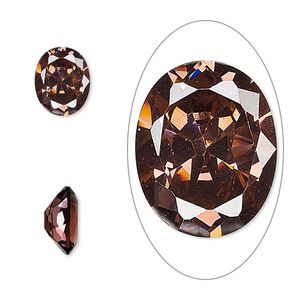 Gem, cubic zirconia, alexandrite purple, 10x8mm faceted oval, Mohs hardness 8-1/2. Sold individually.