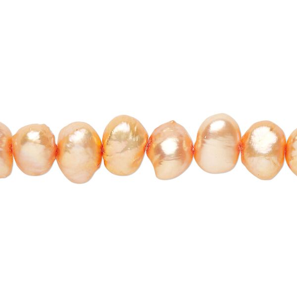 Freshwater pearl 1pkg1, flat-sided potato, 15 inch orange 6-8mm cultured image number 0