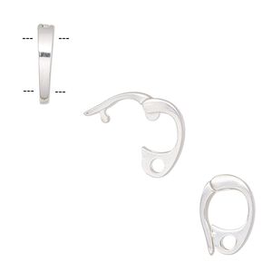 Bail, pearl enhancer, sterling silver, 13x9mm hinged oval with hole, 6mm grip length. Sold individually.