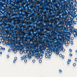 Seed bead, Delica®, glass, pkg/250g, #11 round, translucent semi-matte silver-lined dusk blue (DB-0693).