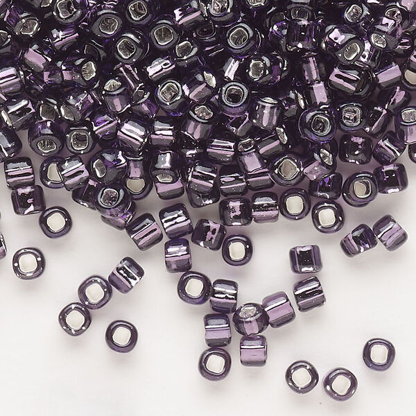 Seed bead, Dyna-Mites™, glass, silver-lined translucent amethyst purple, #6 round with square hole. Sold per 1/2 kilogram pkg. image number 0
