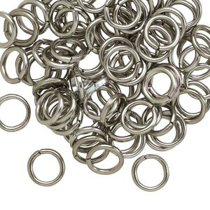 Jump ring, anodized aluminum, metallic grey, 8mm round, 5.4mm inside diameter, 16 gauge. Sold per pkg of 100.