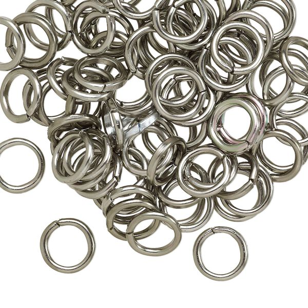 Jump ring, anodized aluminum, metallic grey, 8mm round, 5.4mm inside diameter, 16 gauge. Sold per pkg of 100. image number 0