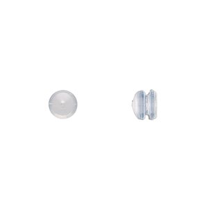 Earnut 1pkg200, 6x5mm mushroom, silicone clear 100 pair