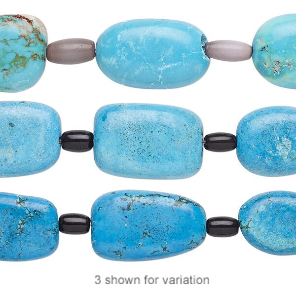 Bead mix, "turquoise" (imitation) resin and glass, multicolored, 6x4mm-22x16mm mixed shape. Sold per pkg of 7. image number 0
