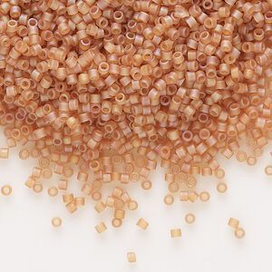 Seed bead, Delica®, glass, pkg/50g, #11 round, translucent matte rainbow topaz (DB-0866).