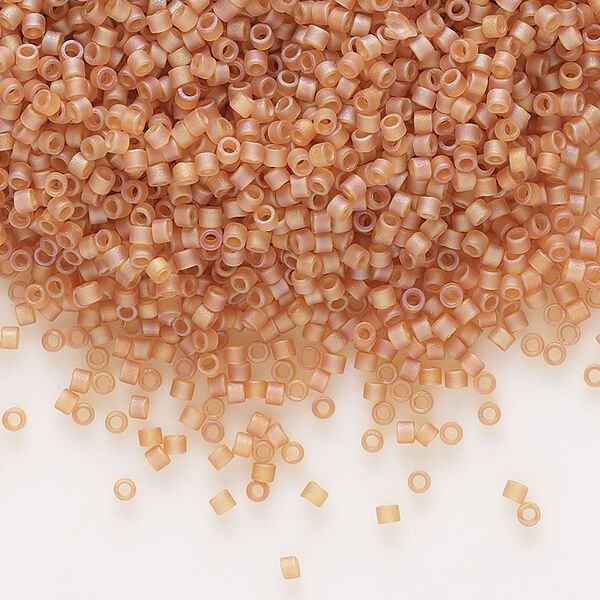 Seed bead, Delica®, glass, pkg/50g, #11 round, translucent matte rainbow topaz (DB-0866). image number 0