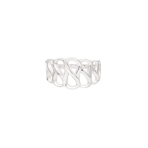 Ring, sterling silver, 12mm wide with open infinity design, size 9. Sold individually. image number 0
