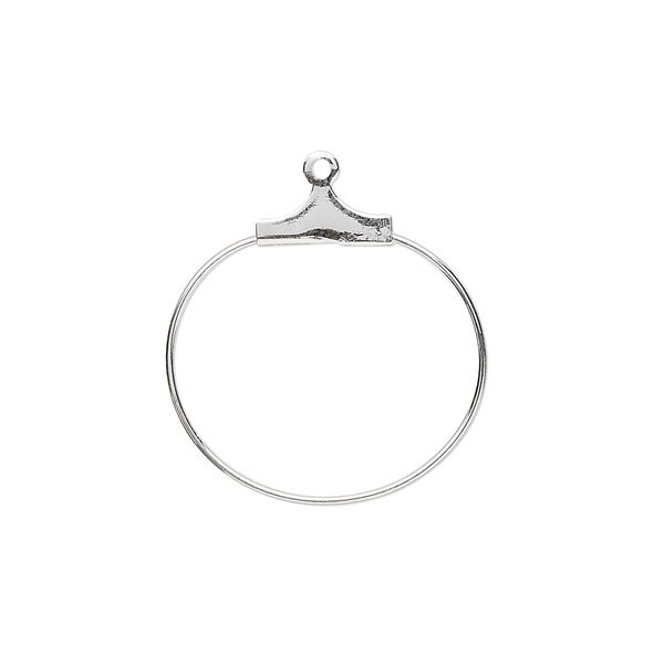Beading hoop, silver-plated brass, 20mm round. Sold per pkg of 100. image number 0