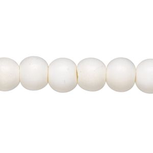 Bead, bone (bleached), white, 10mm round, Mohs hardness 2-1/2. Sold per 15-1/2" to 16" strand.