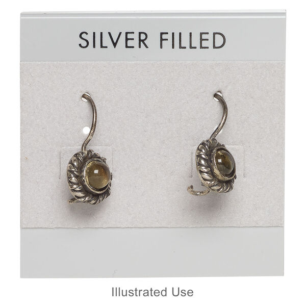 Earring card, flocked plastic, grey and black, 2x2-inch square with "SILVER FILLED." Sold per pkg of 25. image number 1