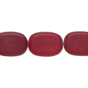 Bead 1pkg1 glass, translucent frosted red, 17x12mm-17x13mm flat oval, 15 inches.