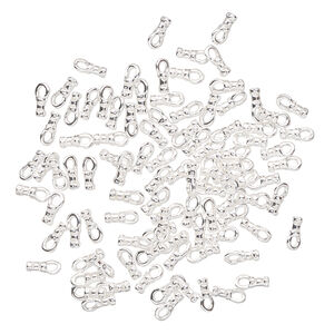 Crimp end 1pkg100 silver-plated, 4x2mm tube / loop / 1mm inside diameter, brass