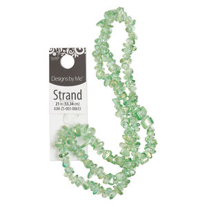 Bead 1pkg1, glass, transparent matte green AB, medium chip, 21 inches