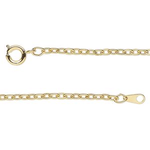 Chain, gold-finished steel, 2.3mm flat cable, 18 inches with springring clasp. Sold individually.