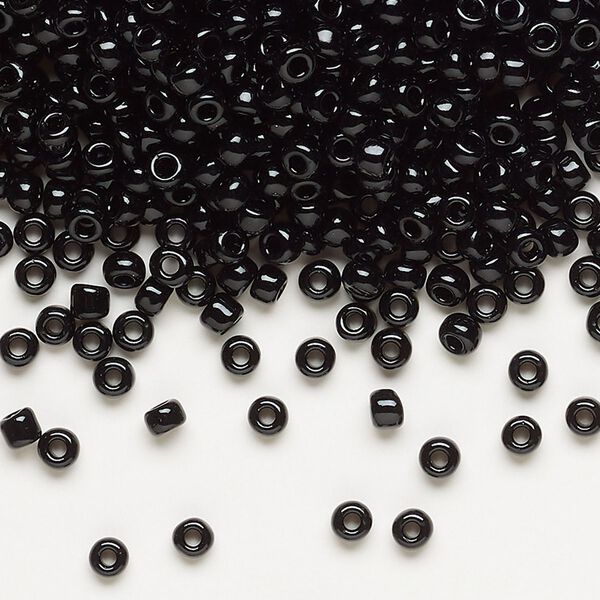 Seed bead, Dyna-Mites™, glass, opaque black, #8 round. Sold per 1/2 kilogram pkg. image number 0