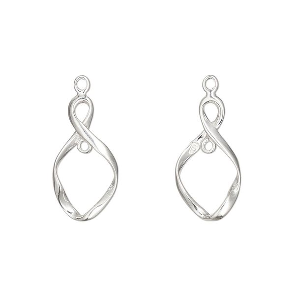 Drop, sterling silver, 19x10mm twisted infinity with closed loop. Sold per pkg of 2. image number 0