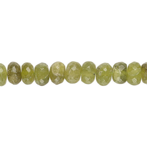 Bead, vesuvianite (natural), 6x4mm-7x5mm hand-cut faceted rondelle, C grade, Mohs hardness 6-1/2. Sold per 14-inch strand, approximately 75 beads. image number 0