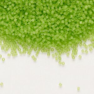Seed bead, Delica®, glass, pkg/50g, #15 round, translucent matte lime (DBS-1266).