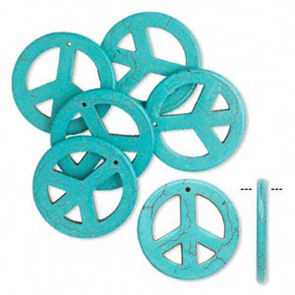Magnesite 1pkg6, peace sign focal B grade, 34mm image number 0