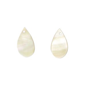 Drop, gold lip shell (natural), 15x9mm hand-cut top-drilled teardrop, Mohs hardness 3-1/2. Sold per pkg of 2.