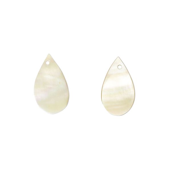 Drop, gold lip shell (natural), 15x9mm hand-cut top-drilled teardrop, Mohs hardness 3-1/2. Sold per pkg of 2. image number 0