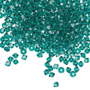 Bead 48pk emerald, Preciosa Czech crystal 3mm bicone