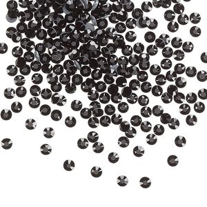 Flat back, Dance With Me™ crystal hotfix rhinestone, jet, foil back, 2.3-2.5mm rose, SS8. Sold per pkg of 144 (1 gross).