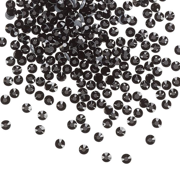 Flat back, Dance With Me™ crystal hotfix rhinestone, jet, foil back, 2.3-2.5mm rose, SS8. Sold per pkg of 144 (1 gross). image number 0