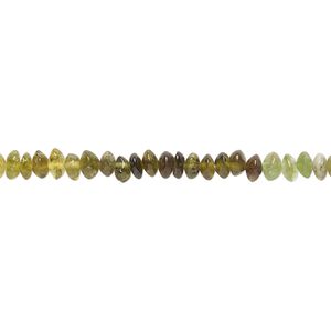 Amber-green tourmaline 1pkg1, hand-cut saucer bead natural 14 inch 3x1mm-3x2mm
