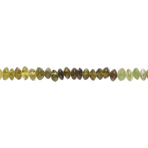 Amber-green tourmaline 1pkg1, hand-cut saucer bead natural 14 inch 3x1mm-3x2mm image number 0
