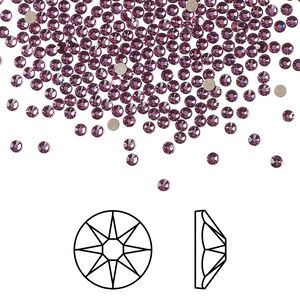 Flat back 144pk dark rose foil back, Crystal Passions® 1.7 to 1.9mm rose round SS5 2058