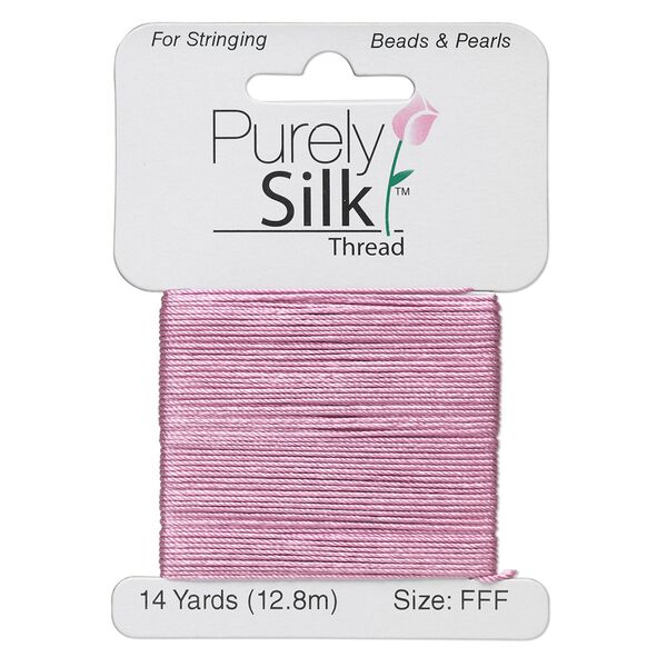 Thread, Purely Silk™, strawberry pink, size FFF. Sold per 14-yard card. image number 0