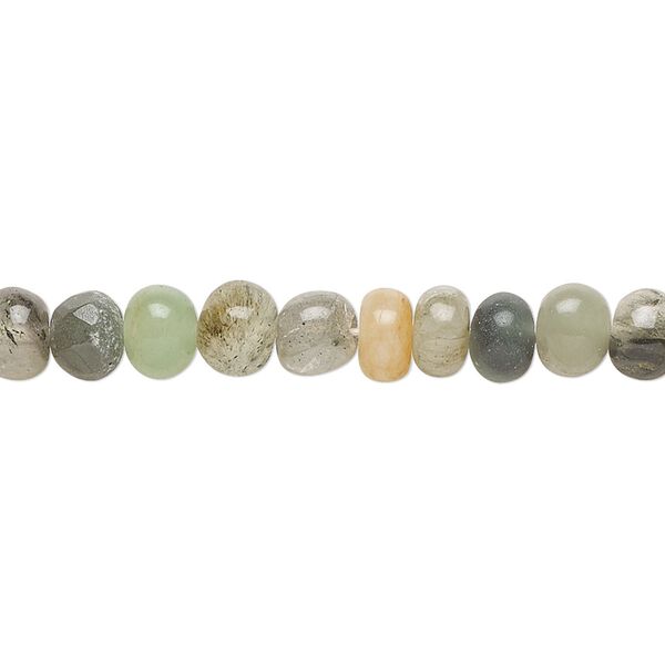 Multi-gemstone 1pkg1, hand-cut rondelle bead 14 inch 6x4mm-7x5mm image number 0