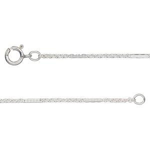 Chain 1pkg1 Gossamer™, sterling silver, 1.4mm dapped bar and link, 16 inches with springring clasp.