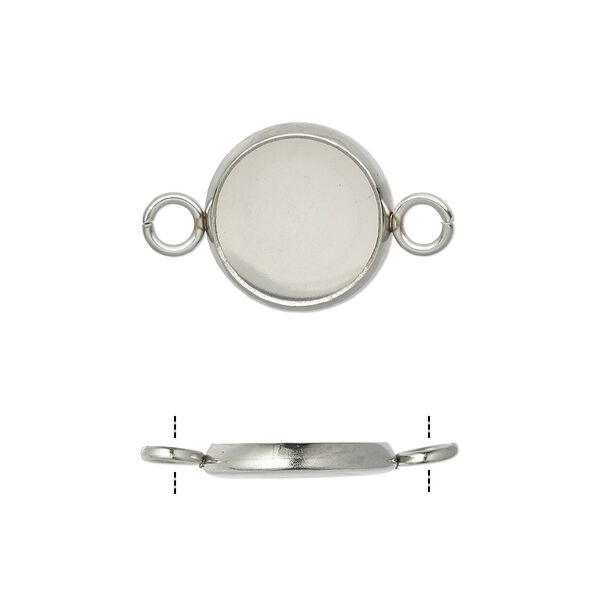 Link, Almost Instant Jewelry®, stainless steel, 12mm round with 10mm chessboard round setting. Sold per pkg of 10. image number 0