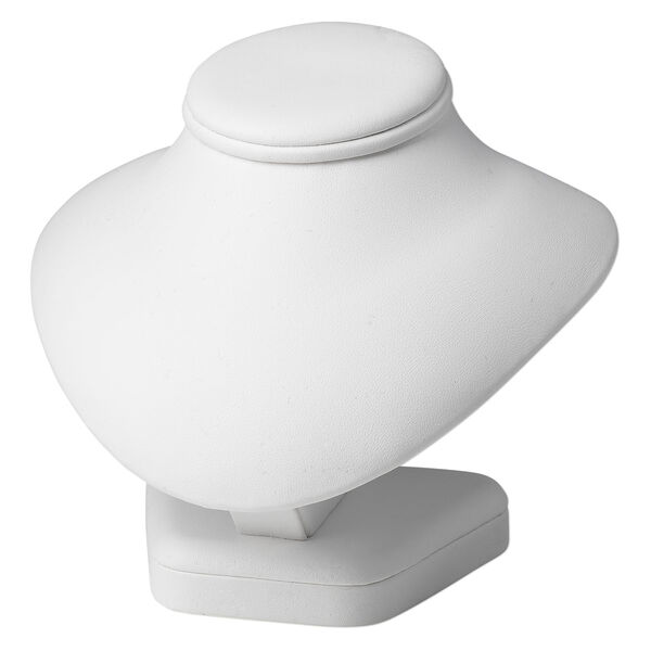 Display, necklace, leatherette, white, 5 x 5-1/2 x 5-inch pedestal. Sold individually. image number 0