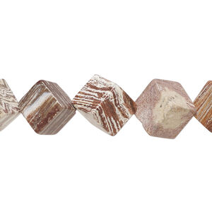 Rainbow brecciated jasper 1pkg1, diagonally drilled cube bead natural, 15 inch 11-13mm