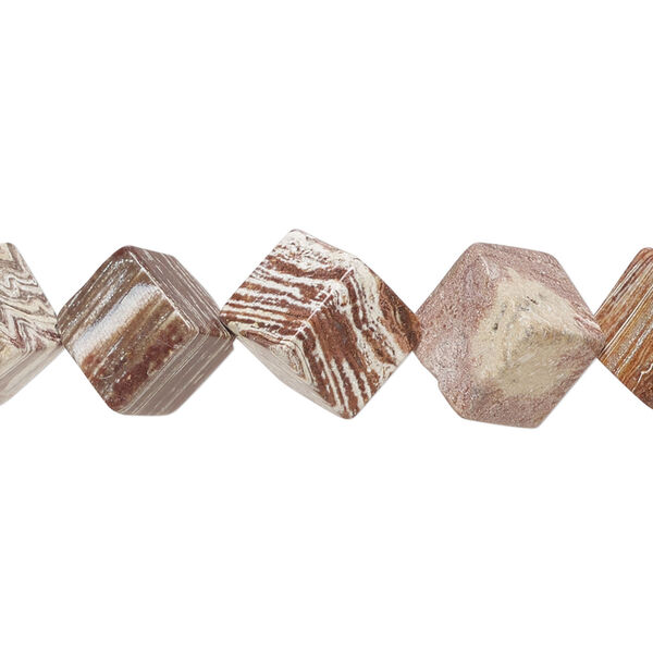 Rainbow brecciated jasper 1pkg1, diagonally drilled cube bead natural, 15 inch 11-13mm image number 0