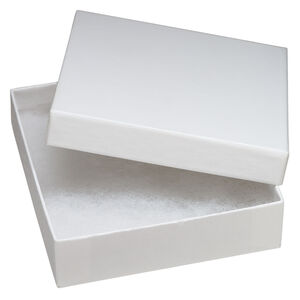 Box 1pkg6, paper and "cotton" filled, white, 3-1/2 x 3-1/2 x 1 inches textured square