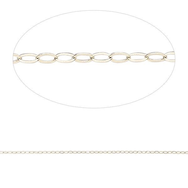 Chain, Gossamer™, 14Kt gold, 0.5mm drawn cable. Sold per pkg of 5 feet. image number 0